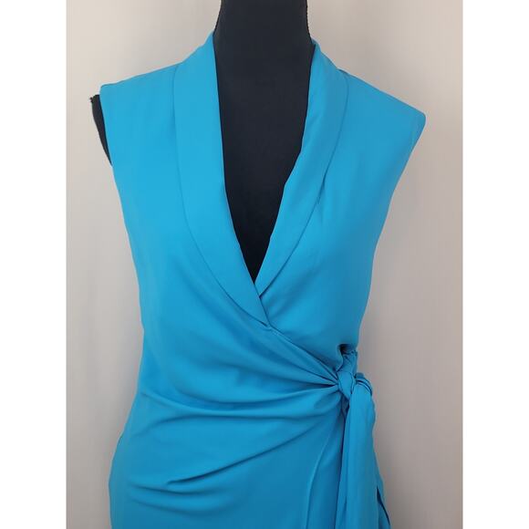 Amanda Uprichard New York NWOT Clara Wrap Dress Teal Safari Blue Size XS - Picture 2 of 8